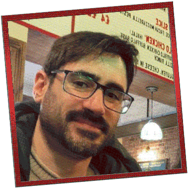 A picture of myself in a pizza restaurant in Glasgow at the age of 35