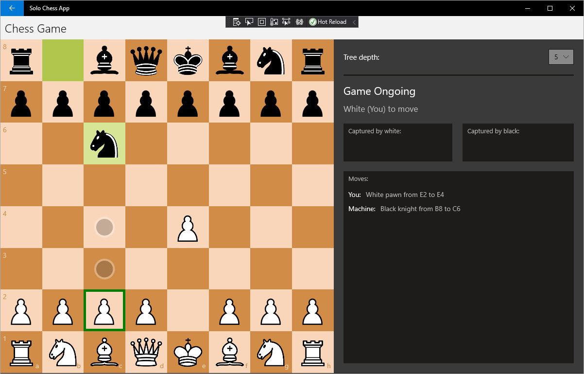 Screenshot of the chess game