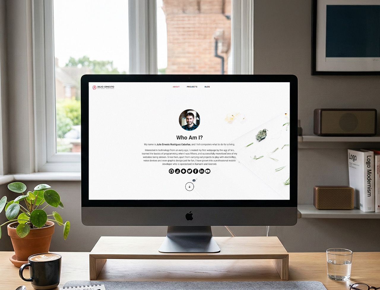 The previous website seen in a computer screen