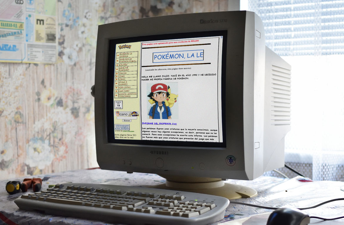 Picture of an old computer showing my old Pokemon website