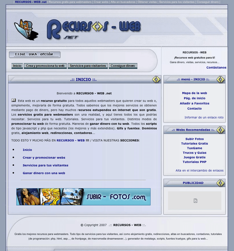 Screenshot of the website