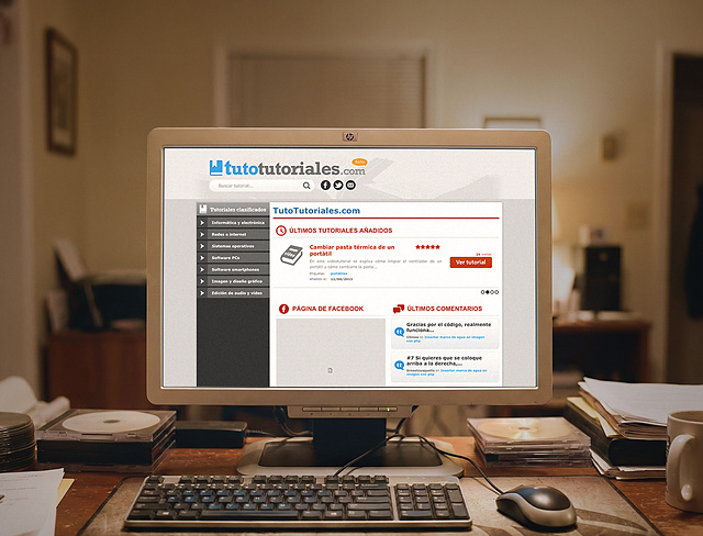 Picture of a computer showing the long-abandoned website "tutotutoriales.com (v2)"